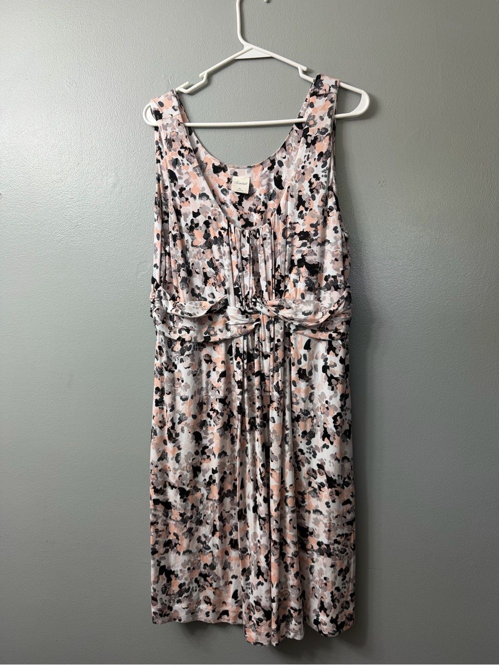 Soma Sleeveless Pink & Black Printed Knot-Front Dress XL